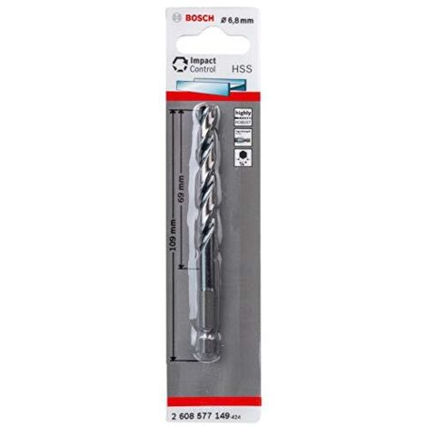 Bosch Professional 2608577149 Punta per Metallo HSS Impact Control, Accessorio per Foratrice a Percussione, 6.8 x 69 x 109 mm