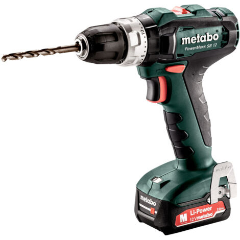 Trapano a percussione a batteria Metabo PowerMaxx SB 12, 2x 2,0 Ah e caricabatterie in metaBOX 118 (1/2)