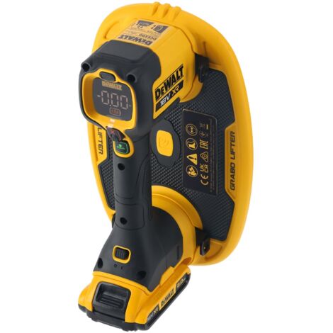 Sollevatore de vuoto DEWALT Grabo DCE590D1T, 18V, 1x 2Ah, design compatto, ideale per spostare materiali pesanti come vetro, pietra o legno, batteria e caricabatterie inclusi