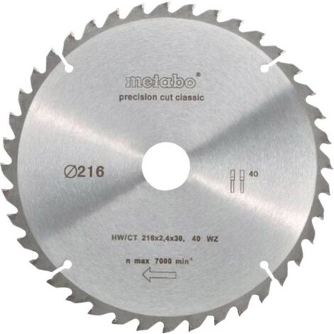 Metabo Lama per sega circolare 216 mm 40 denti argento