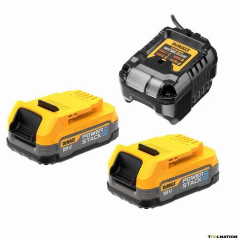 Confezione 2 batterie Powerstack XR 18V DEWALT 1,7Ah Li-Ion + caricabatterie - DCB1102E2-QW