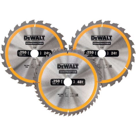 DeWALT Accessori - Set di 3 lame per legno 250x30 mm DT1963