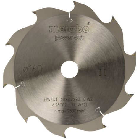 Metabo 628002000 - Lama HW/CT per sega circolare 160 x 20 x 2,2 x 1,4 mm, 10 denti, angolo 22°, Made in Germany (1/4)
