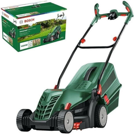 Bosch cortacésped con cable UniversalRotak 37-555 (1400 W de potencia del motor, ancho de corte: 37 cm, cesta colectora de 40 litros, asas Ergoflex)