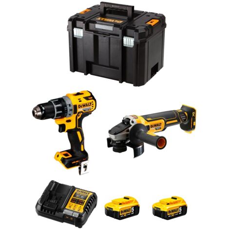 DeWalt DCK2020P2T Kit taladro atornillador y amoladora amarillo