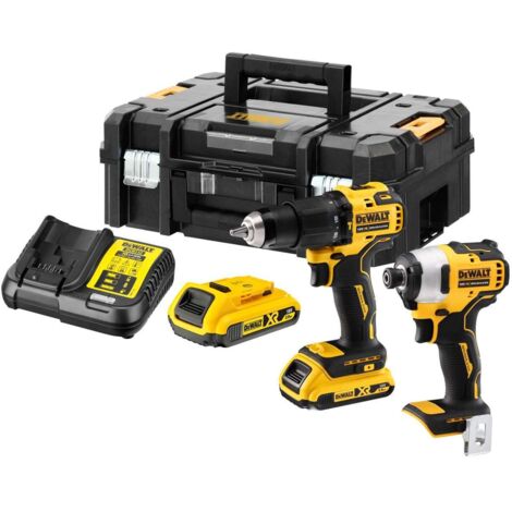DEWALT DCK2062D2T-QW - Kit de Herramientas XR 18V, Taladro Percutor XR (DCD709), Atornillador de Impacto XR (DCF809), 2 Baterías Litio 2Ah, Maletín TSTAK II