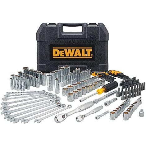 Juego de herramientas DeWalt DWMT81531-1, 84 piezas, uso principal en aplicaciones mecánicas y de mantenimiento, incluye llaves, vasos, adaptadores y más, fabricado en acero de alta calidad con estuch