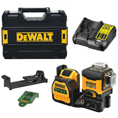 DEWALT DCE089D1G18-QW - Nivel Láser multilíneas verde 3 x 360°, Incluye cargador y batería 18V 2Ah