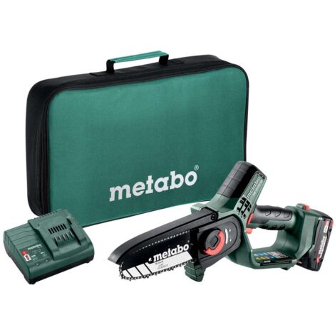 Metabo MS 18 LTX 15 Mini Motosierra Batería 18V Ideal Poda Ramas Verdes Alta Velocidad Incluye Batería 2Ah Cargador Herramientas