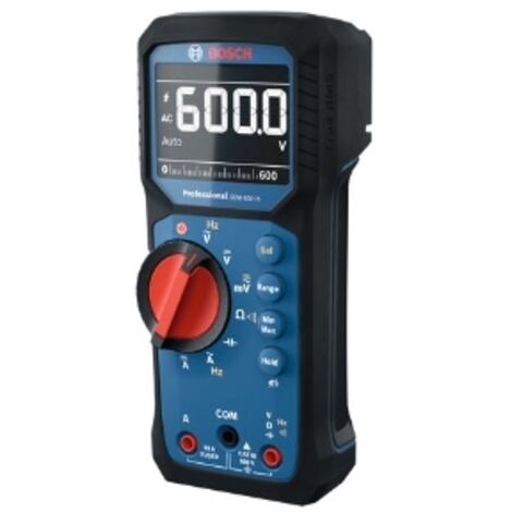 Bosch Professional GDM 600-15 Multímetro Digital (hasta 600V y corriente de hasta 10A, IP 67 ,Estuche , 2x 1,5 V)