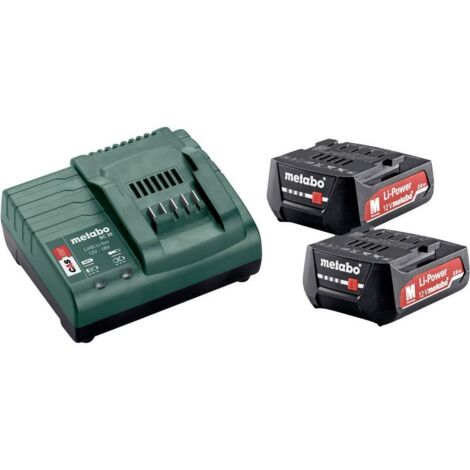 Paquete de energía de 12 V Paquete de 2 baterías de 12 voltios + cargador - 2 x 2.0 Ah Li-Power, SC 30 Metabo