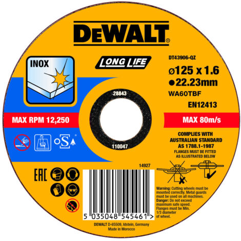 DEWALT High Performance Trennscheibe Edelstahl flach 125x1,6mm