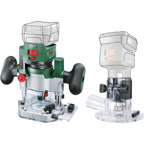Bosch 2in1 Akku-Kanten-/Oberfräse AdvancedTrimRouter 18V-8 (zum Fräsen von Kanten, Nuten und kreativen Motiven, inkl. 2 Fräskörben + Zubehör, 18 Volt System, Bürstenloser Motor, in SystemBox M)
