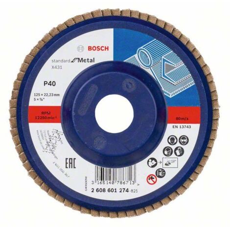 Bosch Fächerschleifscheibe X431 Standard for Metal gerade 125 mm 40 Kunststoff - 2608601274 (1/5)