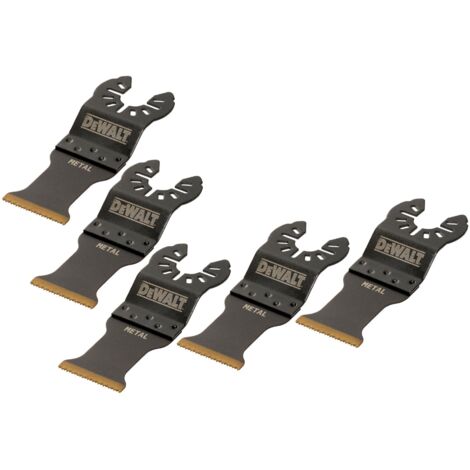 Dewalt – 5er Pack Titan Metall-Sägeblätter 43x30 mm – Für Holz, Trockenbau und PVC – Gekröpft, HSS, sauberer Schnitt ohne Splitter (1/7)