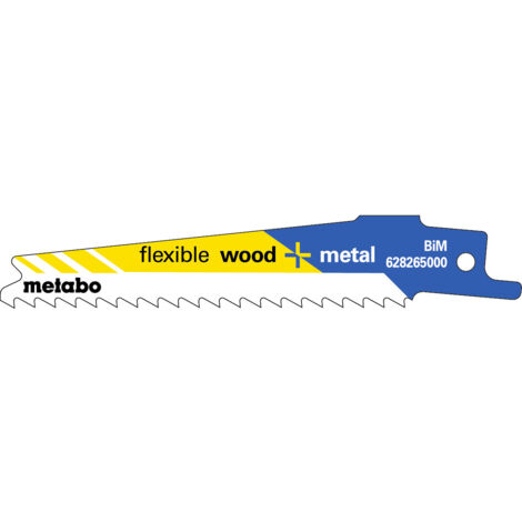 Metabo 5 Säbelsägeblätter "flexible wood + metal" 100 x 0,9 mm, BiM, 4 mm/ 6 TPI 5 Stk (1/3)