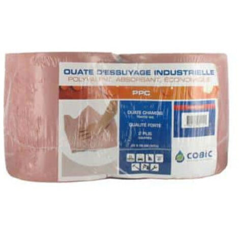 Bobine chamois 2 rouleaux – Ouate chamois traitée WS – Absorbante et économique – Dimensions 22 x 26 cm – Cobic