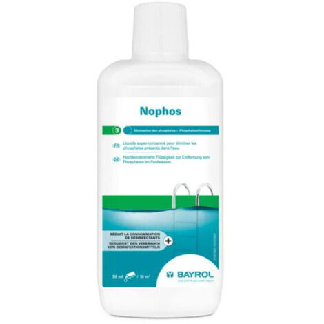 Bayrol – Anti-phosphates Nophos – Élimine phosphates pour piscine – Formule concentrée – Action curative et préventive – 1 litre (1/9)