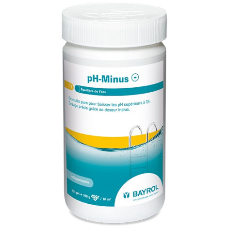 Bayrol – Correcteur de pH pH Minus 1,5 kg – Baisse pH supérieur à 7,4 – Compatible tous traitements et filtres – Dosage facile avec doseur inclus