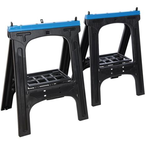 Silverline – Tréteau pliable en plastique robuste – Charge max 200 kg – Pieds en caoutchouc antidérapant – Lot de 2 pièces