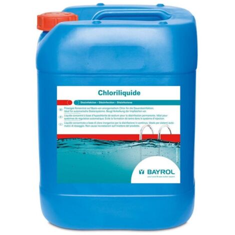 Bayrol – Chloriliquide désinfectant chloré 20L – Liquide concentré pour traitement continu – Prévention dépôts calcaire – Compatible pompe doseuse