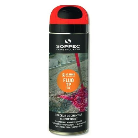 Soppec – Peinture de marquage fluorescente 500ml – Longue durée 9-12 mois – Excellente adhérence sur béton et bitume – Capot de sécurité breveté (1/10)