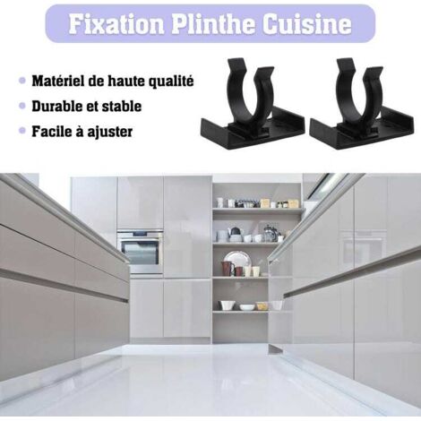 10 Sets de Panneau de Bain et Plinthe Cuisine Clip 30-31 mm/ 1,18-1,22 Pouces de Diamètre Fort avec Support de Fixation Réglable pour Cabinet, Noir | Leroy Merlin