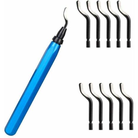 Ebavureur Outil D'ébavurage, Burr Remover avec 10 BS1010 Lames de Rechange Acier, 360 ° Rotatif Deburr Lames, PratiqueOutil pour Aluminium, l'impression 3D, Cuivre et Acier Métal, Pla,TRIMEC (1/5)