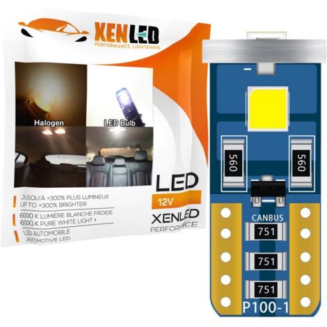 AMPOULE 3 LEDS SMD CANBUS BLANC - T10 W5W 12V - BLANC Sans erreur au tableau de bord (1/5)