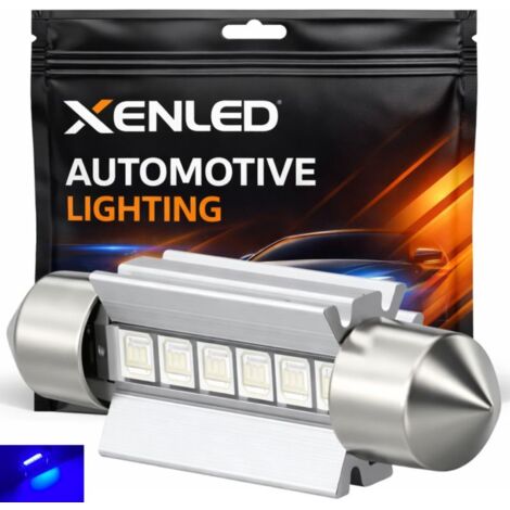 1 x AMPOULE C7W T10.5x38 39mm 6 LED Bleu Super Canbus 70Lms XENLED - PALLADIUM 12V (1/5)