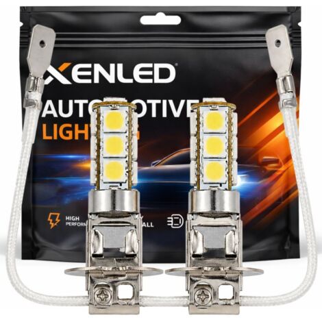 2 x Ampoules H3 LED SMD 13 LED 12V Blanc - Ampoule plug&play LED PK22s