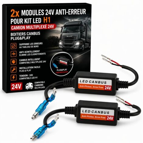 2x Modules 24V anti-erreur pour kit LED H1 - Camion Multiplexé 24V, boitiers CANBUS plug&play (1/4)