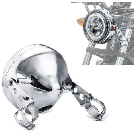 Cuvelage Optique 7" - Aluminium - Phare Rond - Chromé - Avec Fixations Phare moto