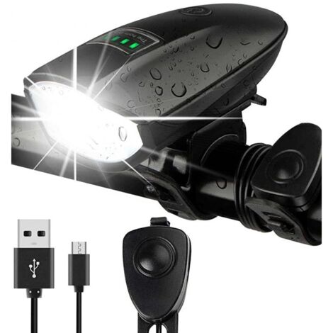 Eclairage avant + Klaxon vélo LED, 800Lms réels, rechargeable avec affichage - commande au guidon - BY20 (1/5)