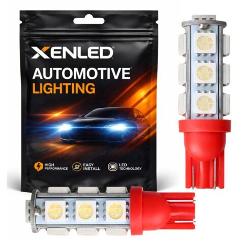 2 x AMPOULES W5W - 13 LEDS ROUGE - LED SMD5050 - 13 leds - T10 W5W - Lampe de voiture LED