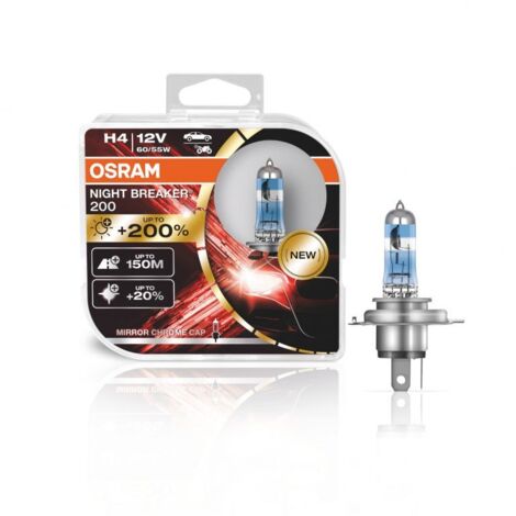 Kit 2 Ampoules Halogène auto Osram NIGHT BREAKER® 200 H4 64193NB200-HCB