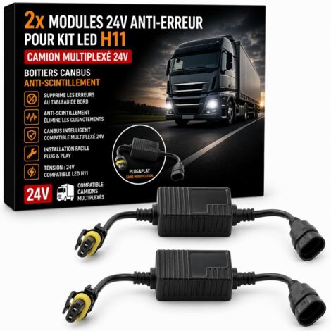 2x Modules 24V anti-erreur pour kit LED H11 - Camion Multiplexé 24V (1/5)