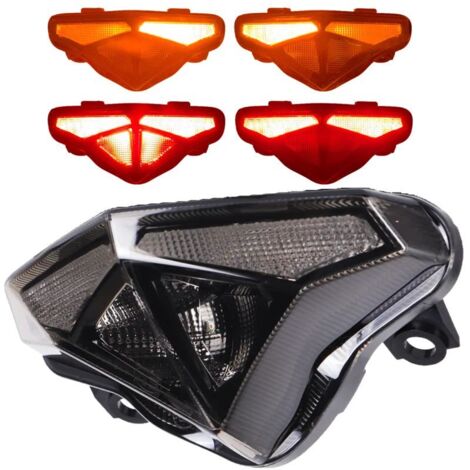 Feux arrière LED + Clignotants compatible Kawasaki Ninja ER6F ER6N 2012-2016 EX650 650R EX 400 400R - Fumé - Homologué E24