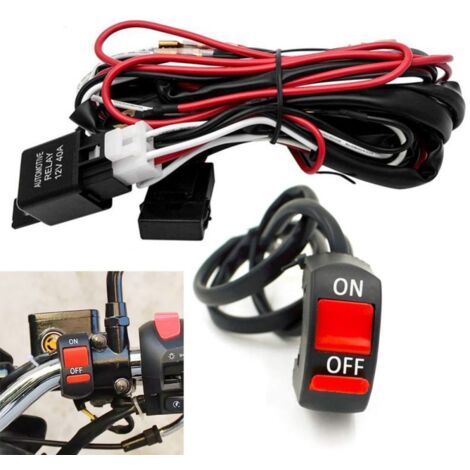 Bouton Phares additionnels LED + Faisceau d'alimentation et relai moto - 2 voies