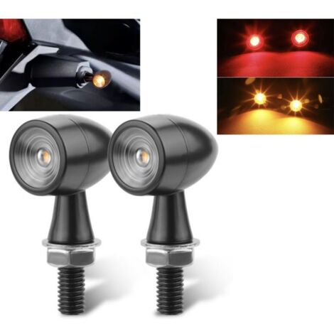 Pack de 2 Clignotants + Stop LED Moto Bullet Style Harley - Version Noire - ECE Homologué - Aluminium