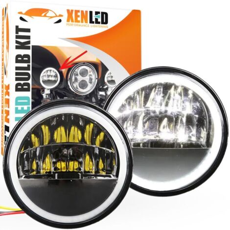 Phares LED auxiliaires 4.5" Harley Davidson 30W avec feux de jour LED - Glide / Fat Boy - Homologué - La paire
