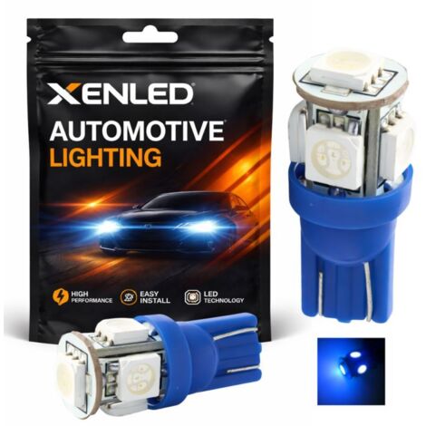 2 x AMPOULES 5 LEDS BLEUES - LED SMD - 5 led- T10 W5W 12V ampoule de plafonnier (1/5)