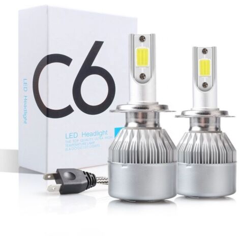 2 x Ampoules H7 LED Ventilé COB C6 - 3800Lm - 12V / 24V - Lampes LED