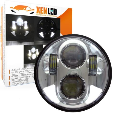 Optique Full LED Moto - R002S - 5.75" 40W 1750Lms 5500K - Chromé Rond - XENLED - Bi-LED - 5,75 pouces (1/5)