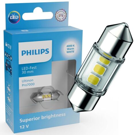 Ampoule C3W LED Ultinon Pro7000 Blanc Chaud 12V - Philips 11860WU70X1 - LED Navette 30mm