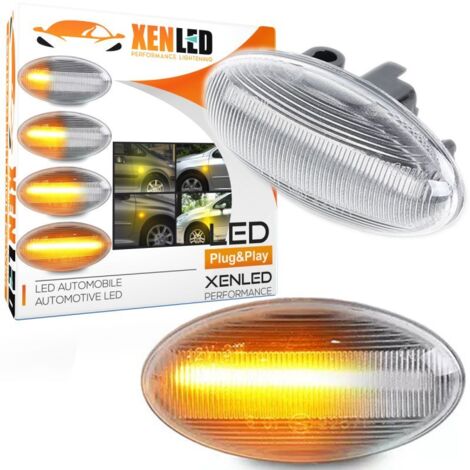 Pack De 2 Intermitentes Laterales Transparentes Para Peugeot 107, 206, 307, 1007, Citroën C2, Partner – Luz ámbar