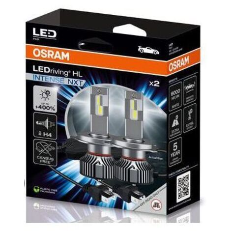 Ampoules H4 LED OSRAM INTENSE NEXT LEDriving HL 64193DWINN-2HFB - Garantie 5 ans 6000K +400% LA PAIRE
