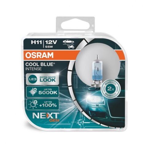 Osram – Ampoules halogènes H11 12V 55W – Lumière blanche 5000K – Flux lumineux élevé – Lot de 2 – 64211CBNHCB (1/5)