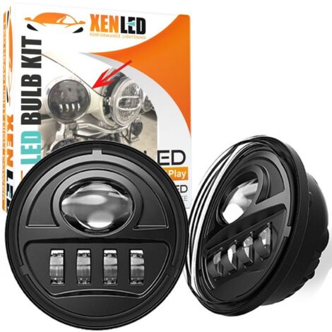 Phares LED auxiliaires 4.5" Harley Davidson 34W - Glide / Fat Boy - Homologué - Noir - La paire (1/5)