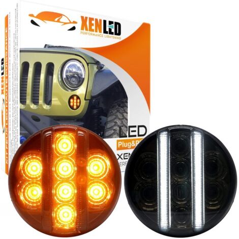 Clignotants + Feux de jour LED Jeep Wrangler JK (07-18) - Fumé - LED Verticales (1/5)
